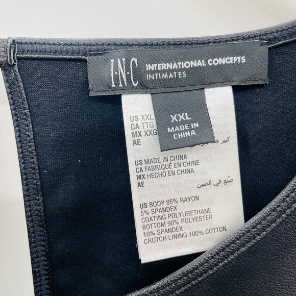 INC International Concepts Womens XXL Faux Leather Bodysuit in Black $50 118 - Picture 8 of 10